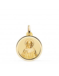 9K MEDALLA ORO AMARILLO CORAZON DE JESUS BISEL 20 MM