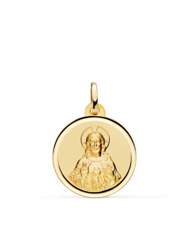 9K MEDALLA ORO AMARILLO CORAZON DE JESUS BISEL 20 MM