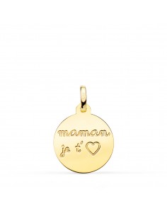 9K COLGANTE DISCO ORO AMARILLO LISO EN BRILLO 16 MM MAMAM