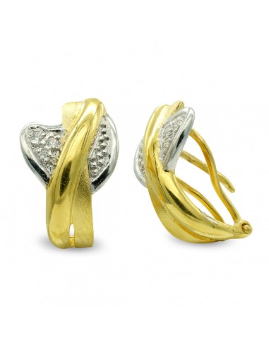 18K PENDIENTES ORO BICOLOR MATE Y BRILLO