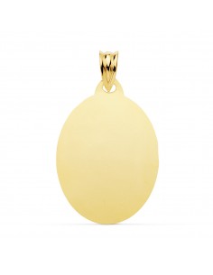 9K PLACA CHAPA OVAL ORO AMARILLO BRILLO 26X20 MM
