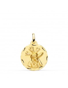9K MEDALLA ORO AMARILLO CRISTO DEL GRAN PODER TALLADA 18 MM