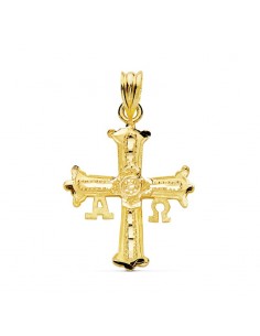9K CRUZ DE COVADONGA O VICTORIA ORO AMARILLO 27X24 MM