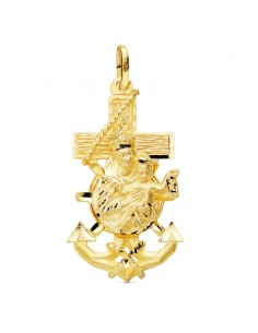 9K CRUZ MARINERA VIRGEN DEL CARMEN ORO AMARILLO 47X25 MM