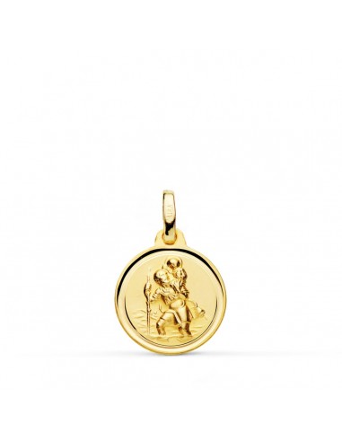 9KK MEDALLA ORO AMARILLO SAN CRISTOBAL MATIZADO BISEL 14 MM
