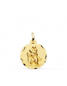 9K MEDALLA ORO AMARILLO SAN CRISTOBAL 18 MM