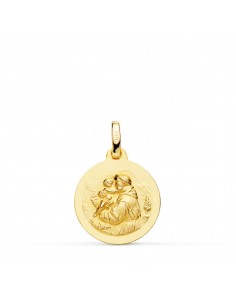 9K MEDALLA ORO AMARILLO SAN ANTONIO MATIZADA LISA 16 MM