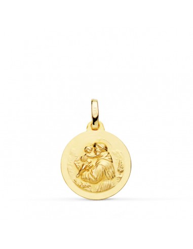 9K MEDALLA ORO AMARILLO SAN ANTONIO MATIZADA LISA 16 MM