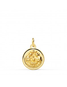 9K MEDALLA ORO AMARILLO NUEVO BAUTISMO BISEL 14 MM
