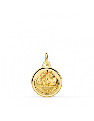 9K MEDALLA ORO AMARILLO NUEVO BAUTISMO BISEL 14 MM