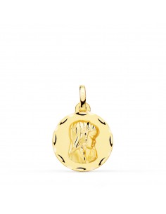 9K MEDALLA ORO AMARILLO VIRGEN NIÑA MATIZADA TALLADA 16 MM