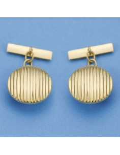 18K GEMELOS REDONDOS GALLONEADOS. 15 MM.