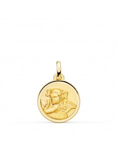 9K MEDALLA ORO AMARILLO ANGEL NIÑA REVOLTOSA BISEL 16 MM