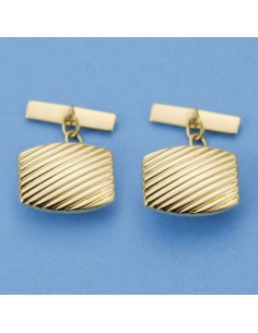 18K GEMELOS ORO AMARILLO GALLONEADOS TONEL 17 X 13 MM