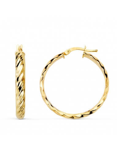 18K AROS ORO AMARILLO MEDIA CAÑA BANDAS BRILLO 28X4MM