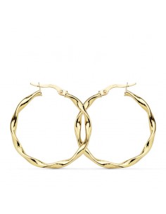 18K AROS ORO AMARILLO BRILLO RETORCIDOS 30X2.5 MM