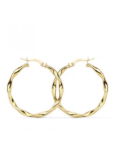 18K AROS ORO AMARILLO BRILLO RETORCIDOS 30X2.5 MM