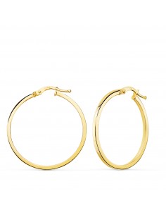 18K AROS ORO AMARILLO LISOS REDONDOS TUBO CUADRADO 33X1.50 MM