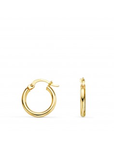 18K PENDIENTES AROS ORO AMARILLO  HUECOS REDONDOS TUBO REDONDO 14 MM. GROSOR 2 MM