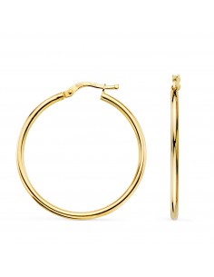 18K AROS ORO AMARILLO HUECOS REDONDOS TUBO REDONDO 34 MM. GROSOR 2 MM