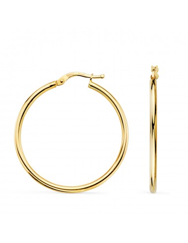 18K AROS ORO AMARILLO HUECOS REDONDOS TUBO REDONDO 34 MM. GROSOR 2 MM
