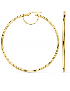 18K PENDIENTES AROS ORO AMARILLO HUECOS REDONDOS TUBO REDONDO 54 MM. GROSOR 2 MM