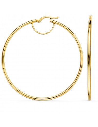 18K PENDIENTES AROS ORO AMARILLO HUECOS REDONDOS TUBO REDONDO 54 MM. GROSOR 2 MM