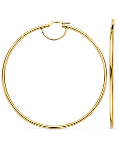 18K PENDIENTES AROS ORO AMARILLO HUECOS REDONDOS TUBO REDONDO 64 MM. GROSOR 2 MM