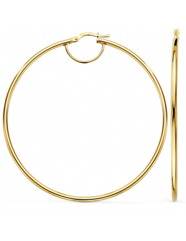 18K PENDIENTES AROS ORO AMARILLO HUECOS REDONDOS TUBO REDONDO 64 MM. GROSOR 2 MM