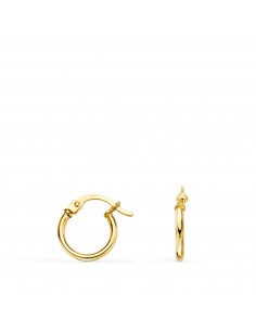 18K PENDIENTES AROS CRIOLLAS  ORO AMARILLO HUECOS REDONDOS TUBO REDONDO 11 MM. GROSOR 1 5 MM