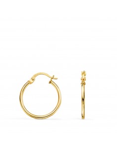 18K PENDIENTES AROS CRIOLLAS ORO AMARILLO HUECOS REDONDOS TUBO REDONDO 18 MM. GROSOR 1 5 MM