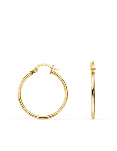18K PENDIENTES AROS CRIOLLAS  ORO AMARILLO HUECOS REDONDOS TUBO REDONDO 21 MM. GROSOR 1 5 MM