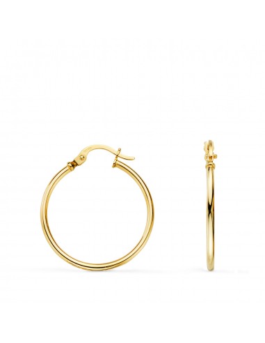 18K PENDIENTES AROS CRIOLLAS  ORO AMARILLO HUECOS REDONDOS TUBO REDONDO 21 MM. GROSOR 1 5 MM