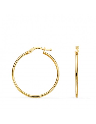 18K PENDIENTES AROS CRIOLLAS ORO AMARILLO HUECOS REDONDOS TUBO REDONDO 28 MM. GROSOR 1 5 MM