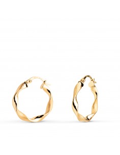 18K AROS ORO AMARILLO HUECOS RETORCIDOS MATE Y BRILLO 20 MM. GROSOR: 3 MM