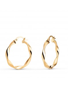 18K AROS ORO AMARILLO HUECOS RETORCIDOS MATE Y BRILLO 24 MM. GROSOR: 3 MM