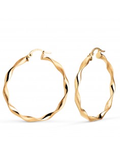 18K AROS ORO AMARILLO HUECOS RETORCIDOS MATE Y BRILLO 34 MM. GROSOR: 3 MM