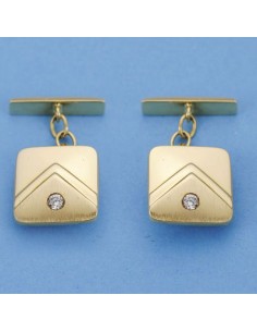 18K GEMELOS CUADRADO CIRCONITA 14 X 14 MM.