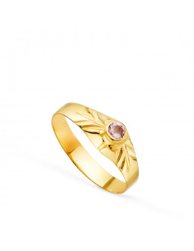 18K SOLITARIO ORO AMARILLO PEQUEÑO BEBE O MEÑIQUE CIRCONITA ROSA REDONDA 2 5MM