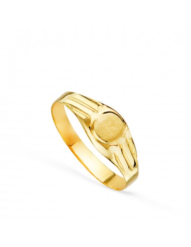 18K SELLO ORO AMARILLO HUECO BEBE O MEÑIQUE REDONDO. ZONA GRABADO 4X4 MM