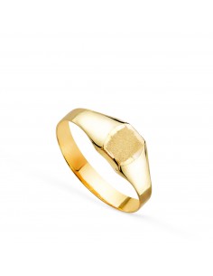 18K SELLO ORO AMARILLO HUECO BEBE O MEÑIQUE RECTANGULAR BRILLO. ZONA GRABADO 4 5X3 5 MM