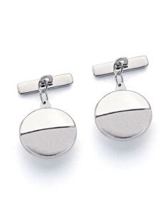 18K GEMELOS ORO BLANCO.MATE Y BRILLO.15X15MM