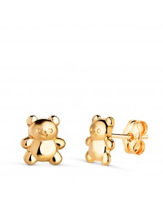 18K PENDIENTES ORO AMARILLO OSOS MATE Y BRILLO. MEDIDA: 7 X 6 MM. CIERRE PRESION