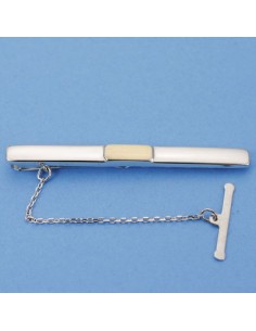 18K AGUJA BICOLOR MATE Y BRILLO. 54 X 5 MM.