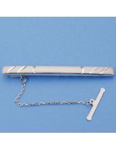 18K AGUJA ORO BLANCO MATE Y BRILLO. 55 X 5 MM.