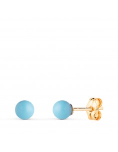 18K PENDIENTES ORO AMARILLO TURQUESA CON CASQUILLA. MEDIDA: 4 MM. CIERRE PRESION