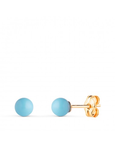 18K PENDIENTES ORO AMARILLO TURQUESA CON CASQUILLA. MEDIDA: 4 MM. CIERRE PRESION