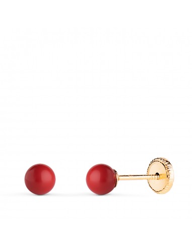 18K PENDIENTES ORO AMARILLO CORAL CON CASQUILLA. MEDIDA: 4 MM. CIERRE TUERCA