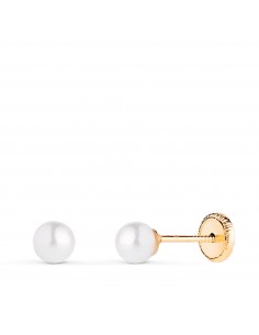 18K PENDIENTES ORO AMARILLO PERLA CON CASQUILLA. MEDIDA: 4 MM. CIERRE TUERCA