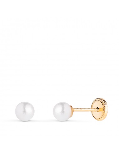 18K PENDIENTES ORO AMARILLO PERLA CON CASQUILLA. MEDIDA: 4 MM. CIERRE TUERCA